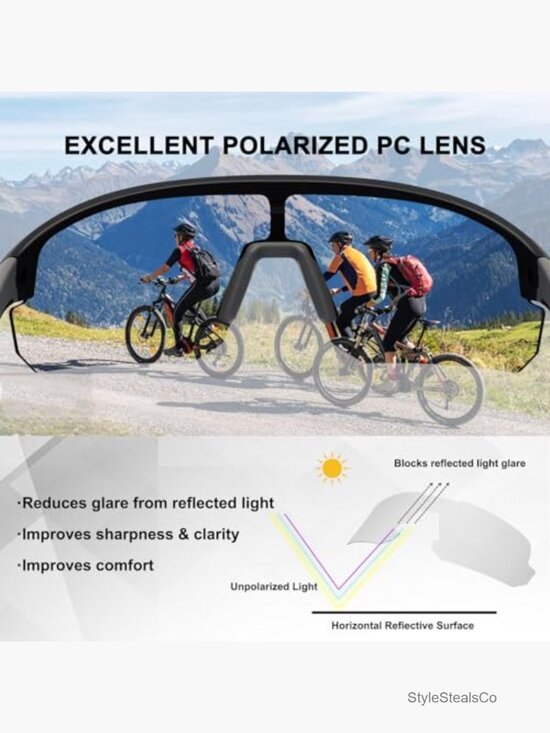 Lightweight Polarized Sports Sunglasses UV400 Wrap-Around for Running Cycling